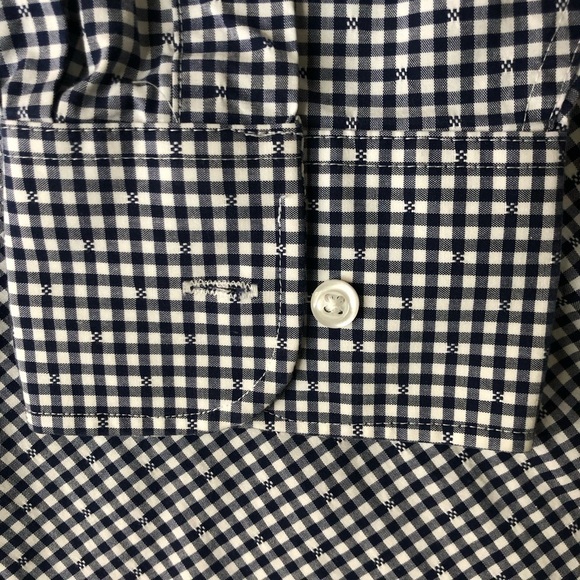 Tommy Hilfiger Navy Check Reg Fit Stretch Casual Dress Shirt L Wrinkle Resist - Picture 4 of 7